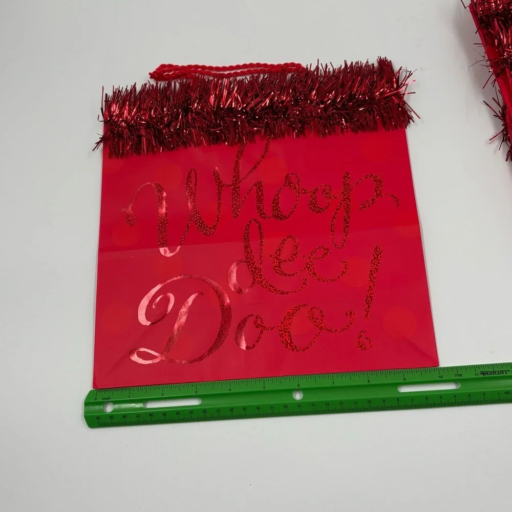 Set of 6 Hallmark Expressions Red Glitter Gift Bags - Whoop dee Doo!